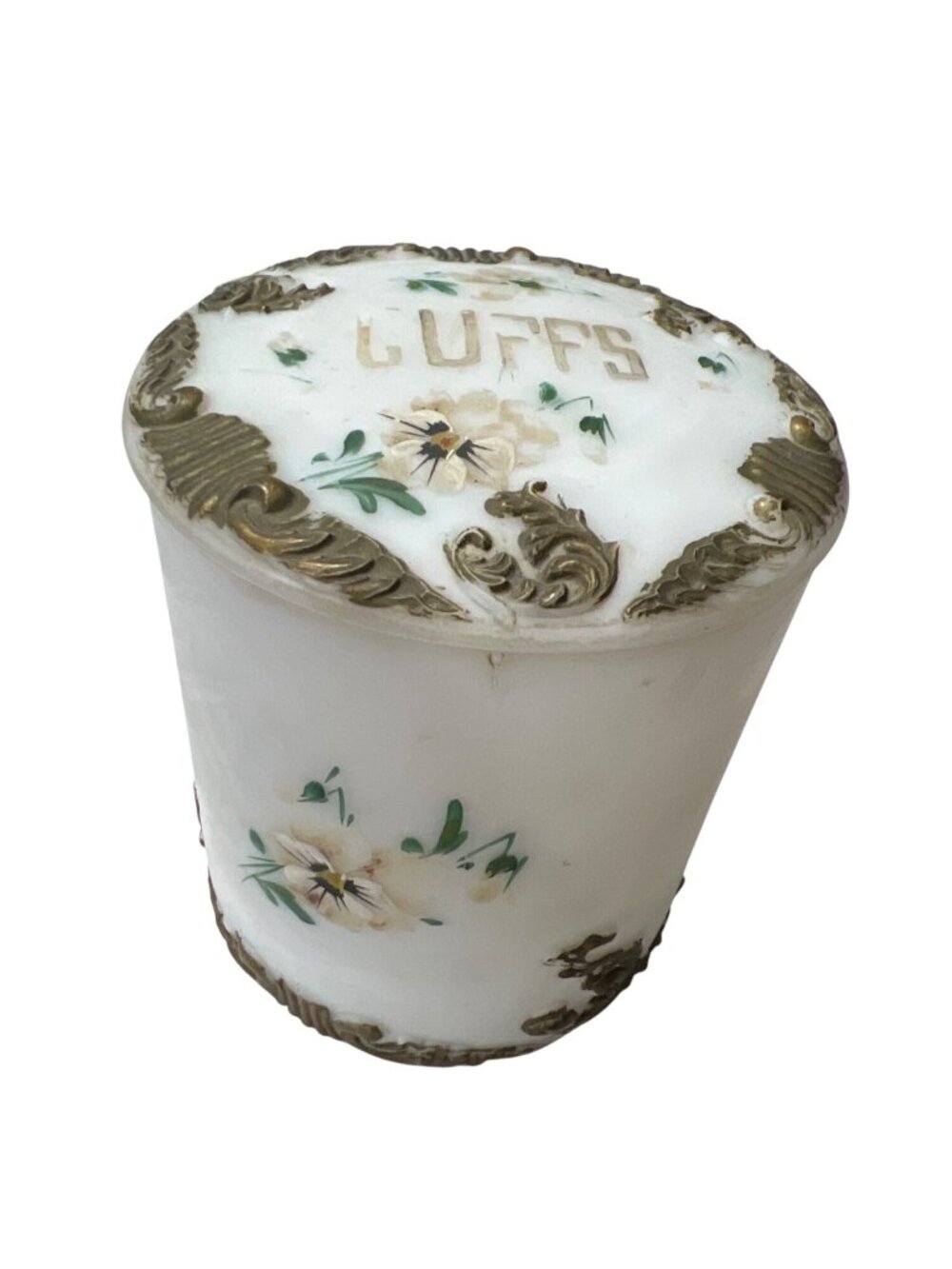 Antique Milk Glass Cuffs Jar and Gothic Accessories
